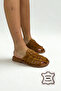 Taba Suede Genuine Leather Women Slipper Of1073 - 2