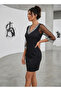 Women's Long Tulle Sleeves V-Neck Sequin Dress - 4