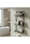 Lifetime Stainless Adhesive Flat Bathroom Organizer Shampoo Shelf Shower Rack Black 2 Pieces with Loofah Hooks - 6