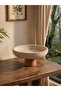Real Travertine Marble Natural Wooden Base 25X5 cm Presentation Decorative Presentation Bowl - 3