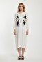 Women's White Sequin Embroidered Long Length Woven Shirt Dress Bcvl-24943