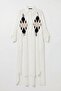 Women's White Sequin Embroidered Long Length Woven Shirt Dress Bcvl-24943 - 2