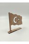 Woodiva Paintable 10 Pieces Turkish Flag Wooden Toy with Stand for Event Activities (14X13Cm) - 6