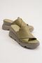 Genuine Leather Women's Slippers Water Green Ebramo