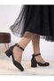 Girl's Black Silvery Square Heel Evening Dress Stylish Shoes - 4