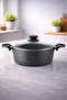 Eco Diez 20 cm Granit Deep Pot Black |   Non-Stick Pot with Glass Lid |   Scratch Resistant |   2.3 L Deep Pot |   Pilaf Soup Juicy Food Pot