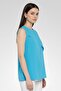 Women Round Neck Sleeveless Plain Top, Blue - 3