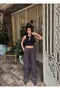 Women's Satin Leopard Print Brown Wide Leg Pants Elastic Comfortable Fit - 5