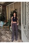 Women's Satin Leopard Print Brown Wide Leg Pants Elastic Comfortable Fit - 2