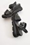 Ermani Women's Genuine Leather Wedge Heel Sandals Black - 8
