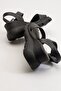 Ermani Women's Genuine Leather Wedge Heel Sandals Black - 7