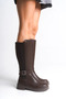 Alta Premium Buckle Detailed Women's Long Boots Brown - 4