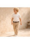 Bej Boy's Cotton Knitted Belted Trousers 1-5 Years Old