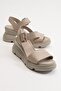Ermani Women's Genuine Leather Wedge Heel Sandals Ice Gray