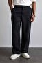 Men's Smart Casual Wide Leg Relaxed Fit Trousers Black - 3
