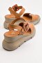 Ermani Women's Genuine Leather Wedge Heel Sandals Brown - 6