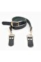 Real Leather Adjustable Long Handle 2.3X130 Black with Light Gold Metal - 3