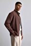 Men's Relaxed Fit Fine Textured Shirt Brown - 6