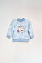 Natural Cotton Cute Teddy Bear Printed Baby Set Seasonal 2-Piece Top and Bottom Set-Blue - 3