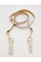 130X1.5 cm Beige Genuine Leather Bag Handle with Light Gold Buckle - 2