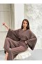 Brown V-Neck Bat Sleeve Blouse Pants Set - 40119 - 3