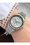 Women's Round White Dial Silver Metal Band Wristwatch - 2