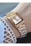 Milano Women's Wristwatch – Square Case, Stone Detailed Dial, Rose Gold Metal Band