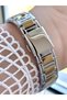 Rectangle Stone Gold & Silver Metal Cord Women Wrist Watch - 3