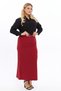 Apsen Women's Belted Burgundy Plus Size Woven Fabric Skirt 1580-100 - 4