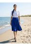 Apsen women's cobalt blue seasonal patchwork flared midi skirt 1896-63 - 3