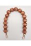 Angel Bag Accessory 40 cm Wooden Beaded Tan Color Hook Single Handle Light Gold Metal