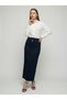 Apsen Women's Navy Blue Seasonal Long Pencil Skirt with Bow Detail 2108-95 - 7
