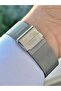 Men's Dark Blue Moving Detail Dial Silver Mesh Cord Analog Watch - 3