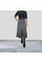 Gray Long Front Slit Pleated Pocket Waist Belt Lined Skirt ABETK-G111 - 2