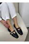 Black Leather (Lovely) Heart Accessory Women's Ballerinas - 3