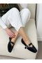 Black Suede (Luna) Leather Piece Detail Women's Ballerinas - 3