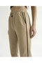 Women's Mink Color Waist and Ankle Elastic Detailed Side Single Stripe Striped Double Pocket Drawstring Pants 3564 - 6