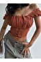 Women's Off-Shoulder Draped Bustier – Stylish Crop Top with Lace-Up Corset Look - 2