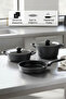 Arista 5-Piece Ceramic Cast Iron Cookware Set with Glass Lids, Black - 7