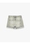 Tasseled Cuffed Cotton Jean Gray Girls' Shorts 6Skg40043Ad - 4
