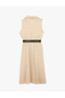 Chiffon Sleeveless Belted Midi Polka Dot Pleated Shirt Dress - 3