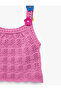 Cotton Square Collar Knitwear Undershirt with Floral Detail and Straps - 5