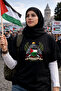 Black Jerusalem Printed Thick Single Jersey Fabric Cotton T-Shirt Crew Neck Women Men - 3