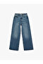Cotton High Waist Buttoned Pocket Wide Leg Denim Trousers - Wide Leg Jeans - 4