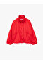 Crinkle Parachute Fabric Long Sleeve Pocketed Zippered Stand Collar Crop Raincoat - 3