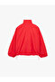 Crinkle Parachute Fabric Long Sleeve Pocketed Zippered Stand Collar Crop Raincoat - 4