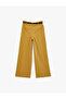 High Waist Pocket Detailed Belted Wide Leg Fabric Trousers - 6