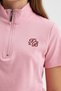 Girl's 2-Piece Set: Stand Collar Half-Zip Short Sleeve Embroidered T-Shirt & Elastic Waist Loose Pants - 4