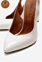 Genuine Leather White Patent Leather Pointed Toe Ankle Strap High Thin Heel Shoes Dura - 3