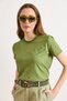 Women's Green Crew Neck Stretch Washed Cotton T-Shirt Tsh-19000972 - 3